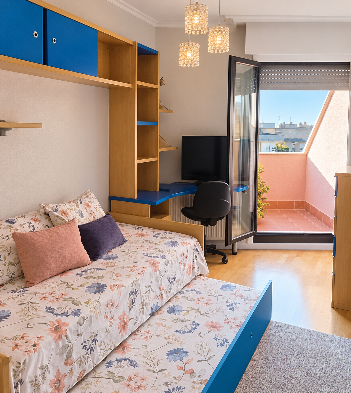 Segunda vista del dormitorio individual